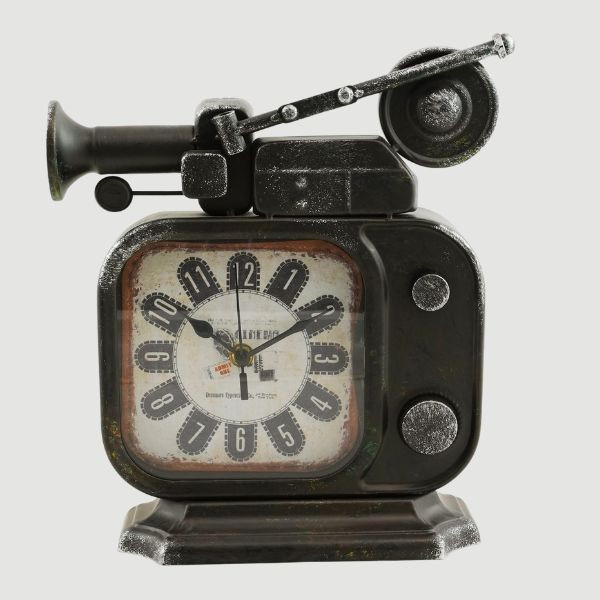 Unique Table Clock Vintage Metal Foil Projector Decor Iron Art Bioscope Table Clock Nostalgia Craft Alarm Clock